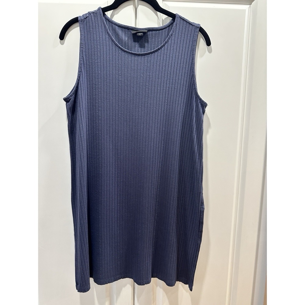J.Jill Tunic Top Womens Petite M Blue Wearever Collection Sleeveless Side Slit